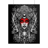 Mystic Warrior Goddess Poster Museum-Quality Wall Art Print Sacred Feminine Energy Gothic Tribal Line Design Perfect for Home Decor Studios Meditation Corners and Art Lovers