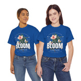 Bloom Stronger Floral Graphic Black Unisex Heavy Cotton T Shirt Motivational Nature Inspired Aesthetic Streetwear Fashion Outfit