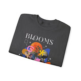 Blooms Person Unisex Heavy Blend Crewneck Sweatshirt Graphic Pullover Black Abstract Colorful Floral Head Artistic Modern Streetwear Creative Futuristic Fashion Outfit
