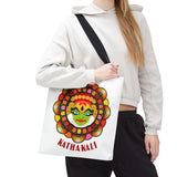 Kathakali Tote Bag Kerala Traditional Dance Art Canvas Bag Indian Culture Onam Festival Malayalam Heritage Ethnic Graphic Reusable Shopping Bag