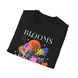 Blooms Person Unisex Softstyle T Shirt Modern Graphic Tee Black Artistic Abstract Colorful Floral Head Design Futuristic Streetwear Creative Fashion Outfit