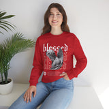 Blessed Angel Statue Graphic Unisex Heavy Blend Crewneck Sweatshirt Gothic Streetwear Aesthetic Spiritual Bold Artistic Pullover