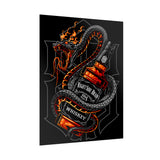 Inferno Spirit Fiery Dragon Whiskey Bottle Matte Vertical Poster Bold Bar Wall Art Gothic Biker Decor Streetwear Aesthetic Tattoo Flame Design Symbol of Rebellion Passion and Energy
