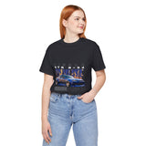 Blue Flame Street Racing Car Graphic Unisex Heavy Cotton Tee Bold Drift Style Automotive Streetwear Shirt