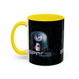 Space Galaxy Accent Coffee Mug 11oz 15oz Astronaut Spacecraft Earth Black Two Tone Ceramic Cup Gift for Space Lovers