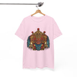 Unisex Balinese Barong Mask Graphic T Shirt Mythical Cultural Warrior Spirit Inspired Tee Tribal Festival Art Streetwear Heavy Cotton Top