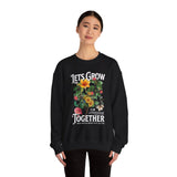 Lets Grow Together Floral Graphic Comfortable Unisex Crewneck Sweatshirt Motivational Streetwear Bold Botanical Empowerment Design Perfect Gift for Couples Friends Birthdays Cozy Days and Everyday...