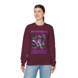 Unisex Heavy Blend Crewneck Sweatshirt Butterfly Holographic Graphic Pullover Black Streetwear Where Elegance Takes Flight Trendy Aesthetic Fashion Outfit