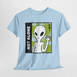 Unisex Not Alone Alien T Shirt Cartoon UFO Graphic Tee Extraterrestrial Sci Fi Space Themed Paranormal Conspiracy Inspired Streetwear Top