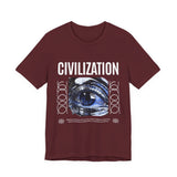 Civilization Eye Of Memory Graphic Unisex Jersey Short Sleeve Tee Futuristic Visionary Streetwear Bold Abstract Blue Eye T Shirt