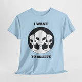 Unisex I Want To Believe Alien T Shirt Vintage UFO Graphic Tee Extraterrestrial Space Themed Sci Fi Paranormal Conspiracy Inspired Streetwear Top