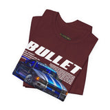 Bullet Blue Street Racing Artwork Unisex Heavy Cotton Tee High Performance Inspired Graphic Shirt For Car Lovers And Urban Streetwear Fans