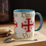 Deus Vult Accent Coffee Mug 11oz 15oz Red Cross Knight Crusader Ceramic Cup Bold Medieval Design Christian Symbol Faith Inspired Coffee Tea Gift Drinkware