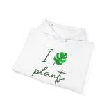 I Love Plants Hoodie Unisex Heavy Blend Sweatshirt Eco Friendly Botanical Leaf Design Gardening Nature Lover Sustainable Green Living Gift Pullover