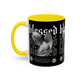 Blessed Angel Statue Graphic Accent Coffee Mug 11oz 15oz Gothic Streetwear Aesthetic Spiritual Artistic Ceramic Drinkware
