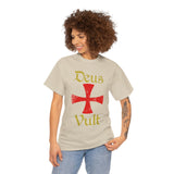 Unisex Deus Vult T Shirt Medieval Crusader Cross Graphic Tee Warrior Knight Inspired Vintage Christian Symbol Heavy Cotton Streetwear