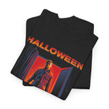 The Silent Stalker Unisex Heavy Cotton Tee Retro Horror Graphic Shirt Halloween Streetwear Creepy Night Design for Fall Parties and Dark Aesthetic Lovers