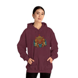 Balinese Barong Mask Unisex Hoodie Heavy Blend Pullover Sweatshirt Tribal Cultural Warrior Spirit Inspired Mythical Festival Graphic Streetwear