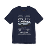 Cyber Truck Tesla Futuristic Electric Pickup Blueprint Art Unisex Heavy Cotton Tee Bold Streetwear Graphic Shirt For Car Lovers And Tech Enthusiasts