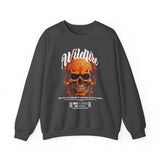 Wildfire Skull Flames Unisex Heavy Blend Crewneck Sweatshirt Gothic Inferno Graphic Bold Streetwear Motivational Statement Pullover