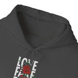 Love Fake Friendship Rose Graphic Hoodie Comfortable Unisex Sweatshirt Bold Statement Streetwear Pullover Empowering Artistic Floral Design for Self Expression Perfect Gift for Friends Birthdays Parties Cozy Days Casual Wear
