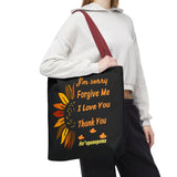 Sunflower Ho'oponopono Tote Bag Hawaiian Healing Prayer Design Spiritual Positivity Canvas Bag Mindfulness Reusable Durable Eco Friendly Shopping Tote