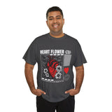 Heart Flower Graphic Unisex Heavy Cotton Tee Comfortable Streetwear T Shirt Bold Red and Black Floral Heart Design Symbol of Love Strength and Vitality Perfect Gift for Friends Birthdays and Casual...