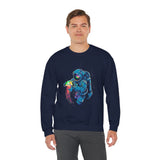 Galactic Dream Astronaut Neon Art Unisex Heavy Blend Crewneck Sweatshirt Vibrant Cosmic Streetwear Pullover Futuristic Space Design Soft Fleece Warm Comfortable Everyday Wear Perfect Gift for Sci Fi...
