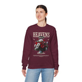 Heavens Hallucinations Crewneck Comfortable Unisex Heavy Blend Sweatshirt Artistic Streetwear Bold Floral Graphic Design for Self Expression Perfect Gift for Friends Birthdays Cozy Days