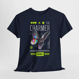 The Charmer Unisex Heavy Cotton Tee Futuristic Butterfly Graphic Streetwear Neon Cyber Aesthetic Artistic Fashion Statement T Shirt