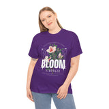 Bloom Stronger Floral Graphic Unisex Heavy Cotton Tee Comfortable Motivational Streetwear Inspirational Empowerment T Shirt Perfect Gift for Nature Lovers Self Growth Casual Wear