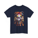 Rasta Lion Unisex Heavy Cotton Tee Bold Reggae Vibes Artistic Lion Headphones Design Cool Jamaican Streetwear Graphic TShirt Symbol of Strength Music and Freedom by KLASSORO