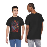 Guerrero Warrior Unisex Heavy Cotton Tee Tribal Strength Mythical Art Design Bold Red Battle Graphic Streetwear for Fighters, Heroes, and Cultural Legends