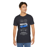 Blue Rally Inspired Performance Sedan Artwork Unisex Heavy Cotton Tee High Speed Streetwear Graphic Shirt For Car Enthusiasts And Automotive Art Lovers