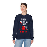 Unisex Once Upon A Time There Lived A Ghost Crewneck Sweatshirt Horror Graphic Pullover Spooky Paranormal Gothic Halloween Inspired Scary Storytelling