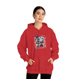 Fearless Memory Unisex Heavy Blend Hooded Sweatshirt Graphic Hoodie Black Astronaut Space Warrior Futuristic Sci Fi Bold Streetwear Artistic Fashion Outfit