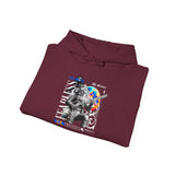 Fearless Memory Unisex Heavy Blend Hooded Sweatshirt Graphic Hoodie Black Astronaut Space Warrior Futuristic Sci Fi Bold Streetwear Artistic Fashion Outfit