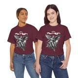 Fly High Angel Design Unisex Heavy Cotton Tee Streetwear Graphic T Shirt Spiritual Guardian Winged Warrior Style