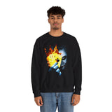 The Jocker Burning Aces Unisex Sweatshirt Fiery Gothic Streetwear Bold Dark Art Design for Risk Takers, Hustlers, and Fearless Fall Fashion Lovers