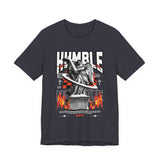 Unisex Jersey Short Sleeve Tee Humble Angel Statue Graphic Streetwear Fire Print T Shirt Bold Motivational Urban Fashion Outfit