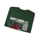 Heart Flower Graphic Unisex Heavy Blend Crewneck Sweatshirt Comfortable Streetwear Pullover Bold Red and Black Floral Heart Design Symbol of Love Strength and Vitality Perfect Gift for Friends...