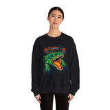Beast Of The Stadium Unisex Crewneck Sweatshirt Heavy Fleece Blend Neon Crocodile Power Design Electric Green Reptile Streetwear Bold Statement Fashion For Cold-Season Trendsetters