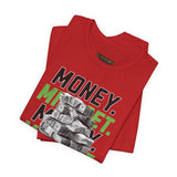 Money Mindset Unisex Jersey Short Sleeve Tee Graphic Black T Shirt Hustle Grind Wealth Entrepreneur Motivational Streetwear Bold Artistic Fashion Outfit