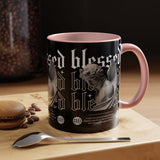 Blessed Angel Statue Graphic Accent Coffee Mug 11oz 15oz Gothic Streetwear Aesthetic Spiritual Artistic Ceramic Drinkware