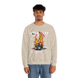 Currency Blaze Burning Money Graphic Unisex Heavy Blend Crewneck Sweatshirt Bold Streetwear Flame Cash Statement Urban Pullover