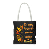 Sunflower Ho'oponopono Tote Bag Hawaiian Healing Prayer Design Spiritual Positivity Canvas Bag Mindfulness Reusable Durable Eco Friendly Shopping Tote