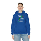 Final Stage Unisex Heavy Blend Hooded Sweatshirt Graphic Hoodie Black Skull Neon Green Streetwear Futuristic Cyberpunk Bold Artistic Fashion Outfit