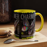 The Charmer Butterfly Accent Coffee Mug 11oz 15oz Black Two Tone Ceramic Cup Aesthetic Iridescent Butterfly Design Gift for Coffee Lovers