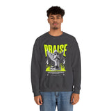 Praise Angel Statue Graphic Unisex Heavy Blend Crewneck Sweatshirt Gothic Spiritual Streetwear Pullover