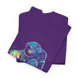 Galactic Dream Astronaut Neon Art Unisex Heavy Cotton Tee Bold Cosmic Streetwear Graphic T Shirt Vibrant Space Design Comfortable Classic Fit Everyday Wear Perfect Gift for Sci Fi Lovers and Creative Minds